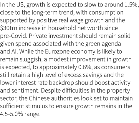 In the US, growth is expected to slow to around 1.5%, close to the long term trend, with consumption supported by pos...