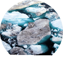 Climate Change and Global Warming - Icebergs and from melting glacier in icefjord in Ilulissat, Greenland. Aerial photo of arctic nature ice landscape.