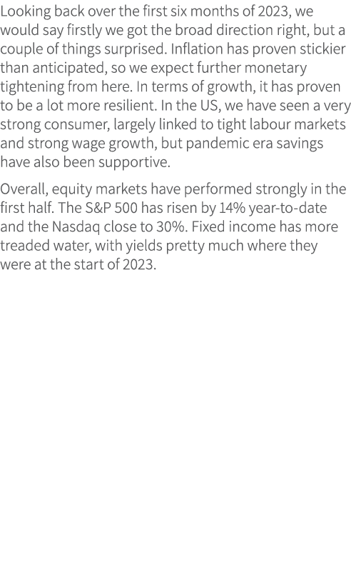 Looking back over the first six months of 2023, we would say firstly we got the broad direction right, but a couple o...